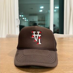 Brown Trucker Hat with LA Embroidery